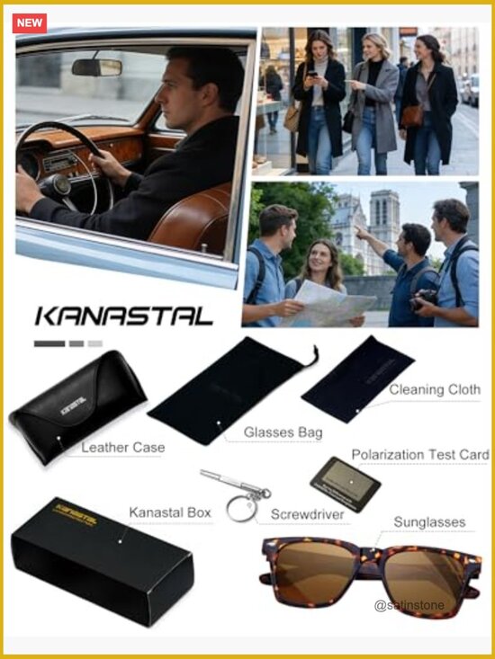 Square Polarized Sunglasses UV400 Acetate Retro Trendy Unisex main image 7